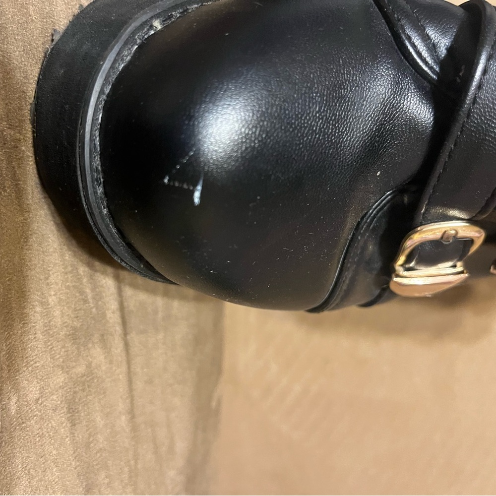 Black Buckle Platform Combat Boots - Women's Size 7-8 - Picture 10 of 11